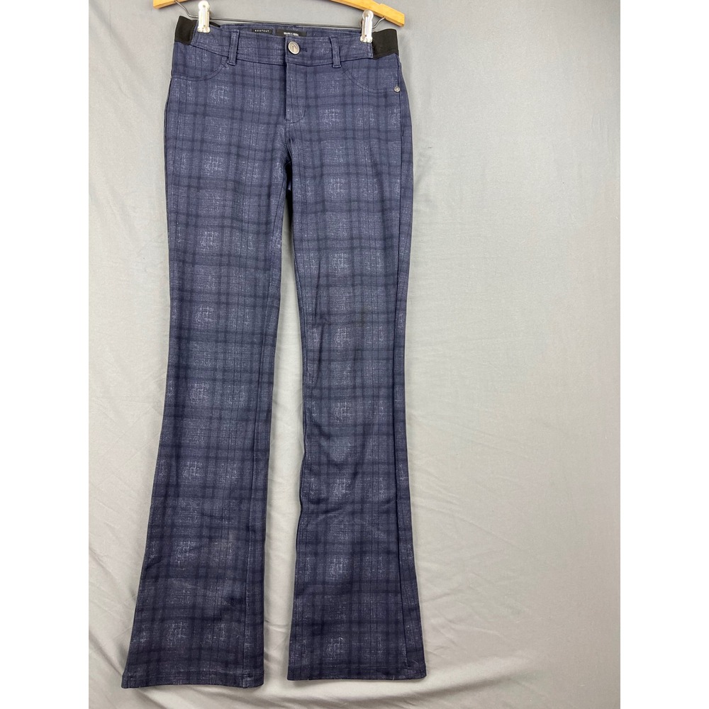 Simply Vera Vera Wang Pants Womens XS Bootcut Navy Blue Plaid Stretch Excellent